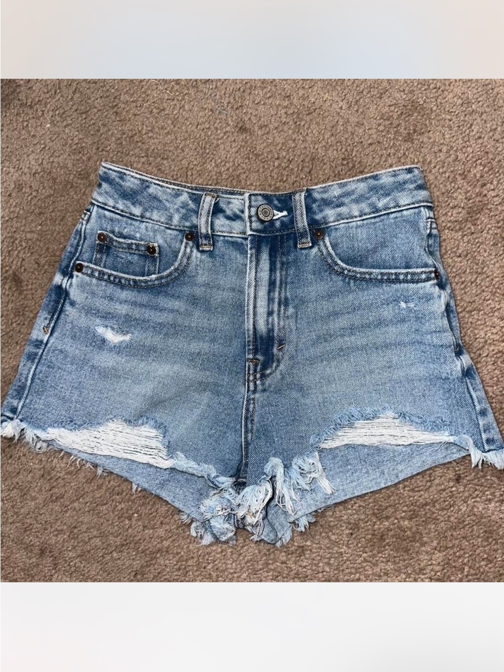 PacSun Light Blue Distressed High-Rise Jean Shorts